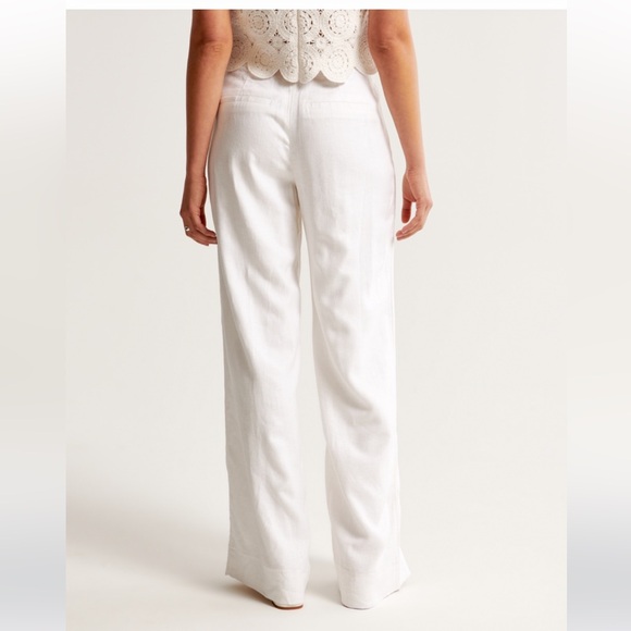 Abercrombie & Fitch White Wide-Leg Trousers - Picture 4 of 9